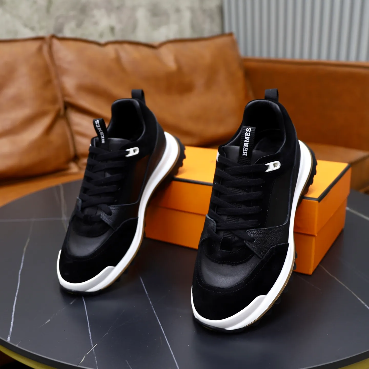Men's shoes: 462💰🎬【Hermès】Official website synchronization Counter quality French Paris catwalk style Simple and classic Imported original fabric Original outsole Size (size): 38-44